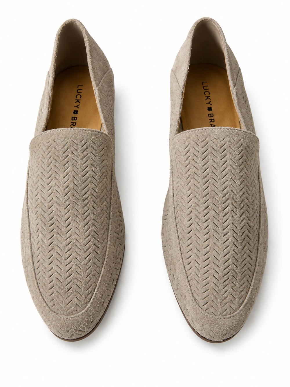 Lucky Brand Taupe Suede Laser Cut Slip-On Loafers Women’s Size 7.5 EU 38